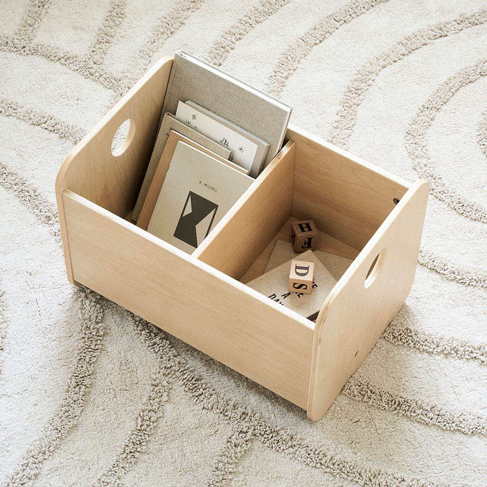 Petite Amélie Coffre à jouets Montessori | Ellipse | Bois | Naturel | Design ouvert et bas | Deux compartiments de rangement séparés (Petite Amélie) - Image 3