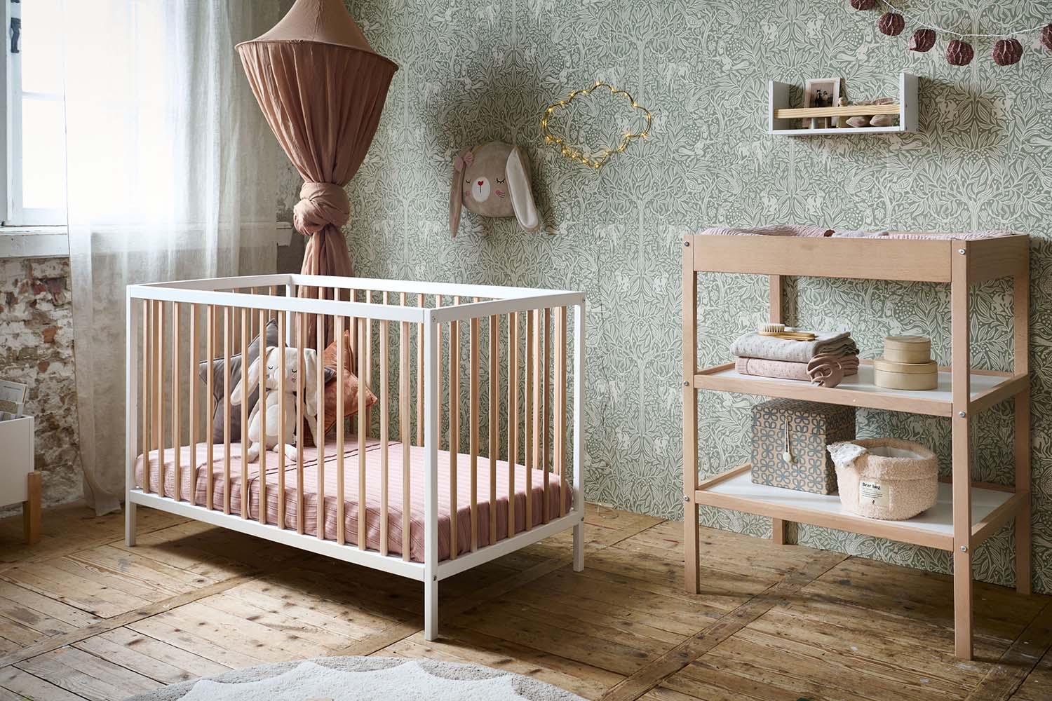 Petite Amélie Table à langer Hêtre | Bois massif et MDF | Blanc et Naturel | 76,4x56,4x95,4 cm (Petite Amélie) - Image 2