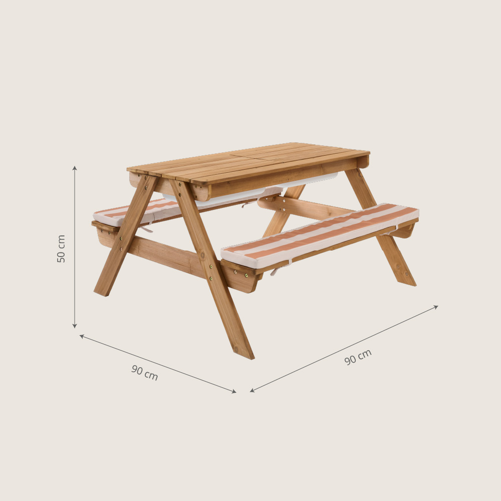Petite Amélie | Table de pique-nique enfant Provence | Bois avec bacs à sable et eau | Mobilier de jardin extérieur pour enfants (Petite Amélie) - Image 4