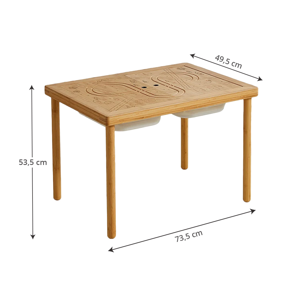 Petite Amélie | Table d'activité sable et eau Forêt | Bambou | 18 mois+ | 73,5x53,5x49,5 cm | Multifonctionnelle avec circuit de train et tableau (Petite Amélie) - Image 4