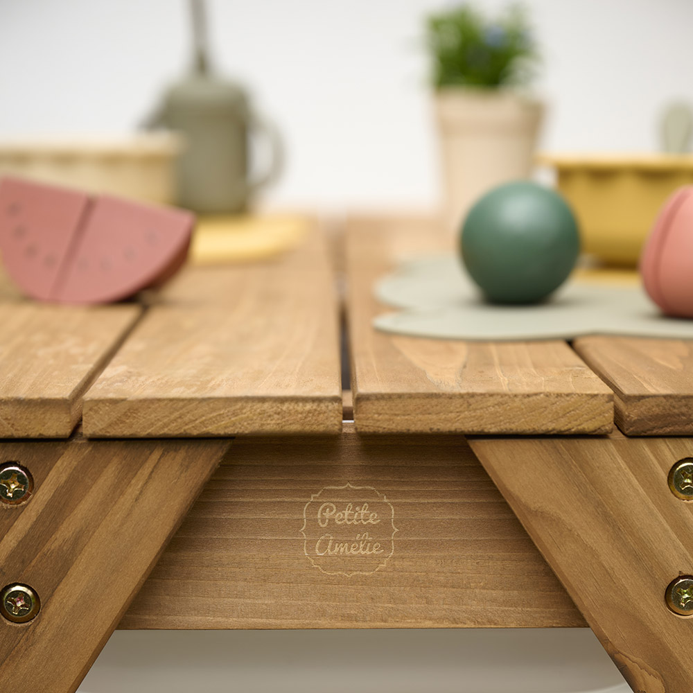 Petite Amélie | Table de pique-nique enfant Provence | Bois avec bacs à sable et eau | Mobilier de jardin extérieur pour enfants (Petite Amélie) - Image 6
