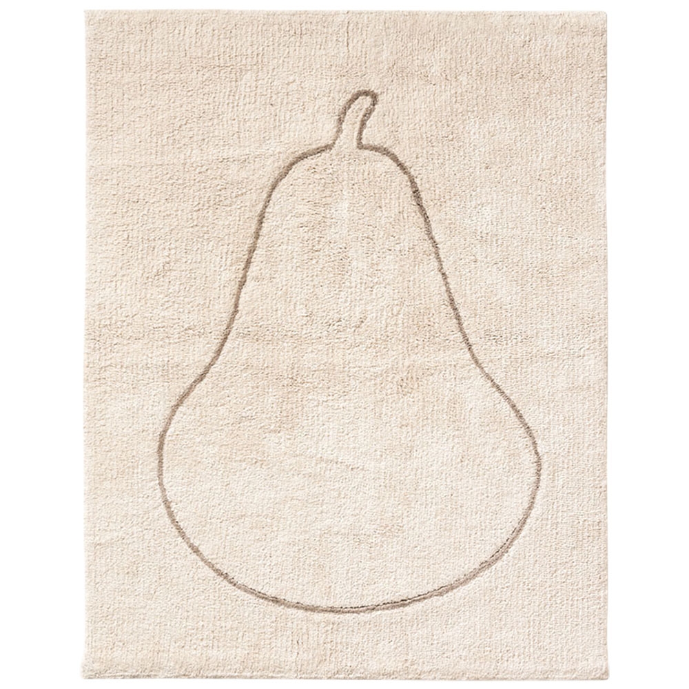 Tapis chambre enfant lavable «Poire» coton 100X130CM | Ivoire