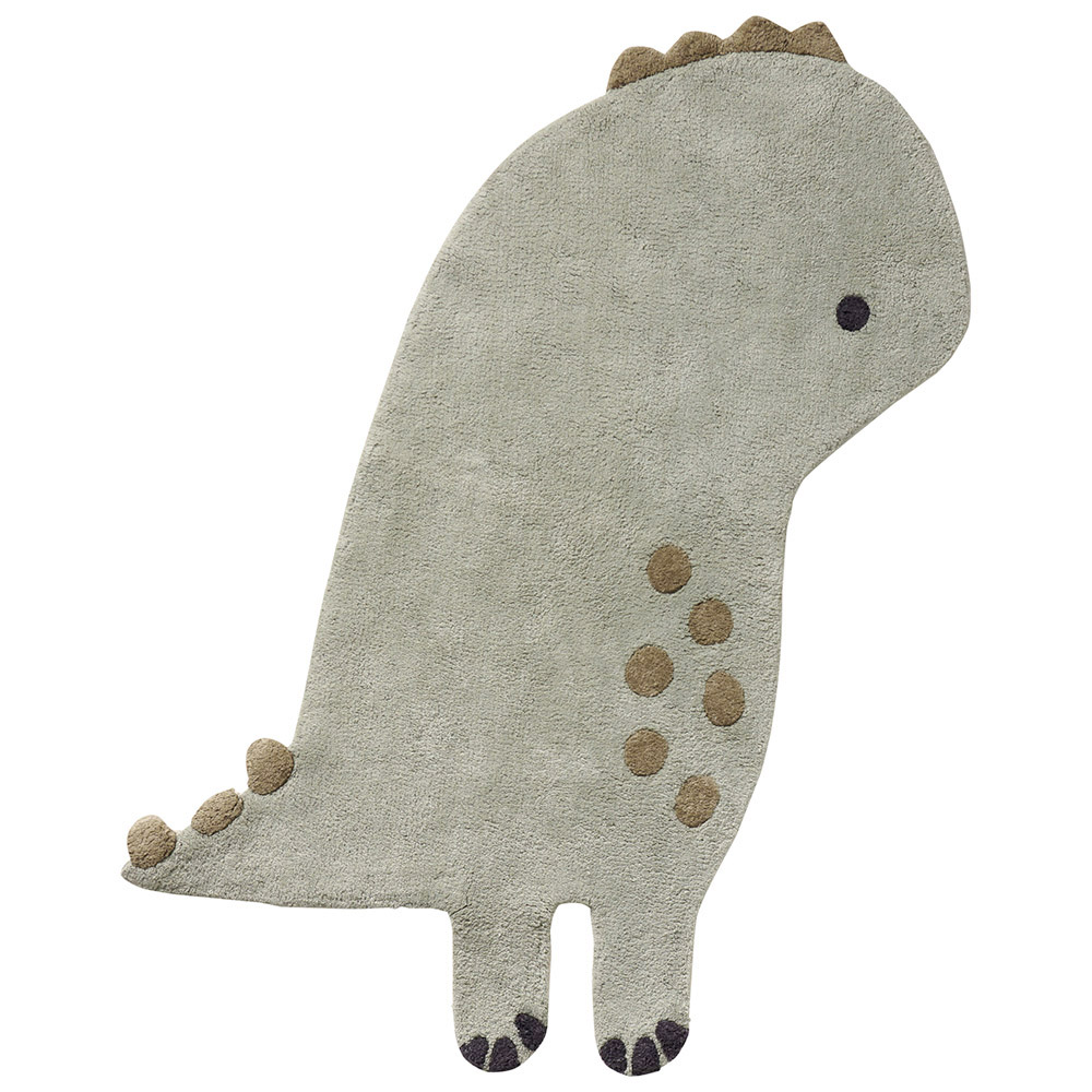 Tapis enfant lavable antidérapant - Dinosaure 95x120cm | Gris bleu