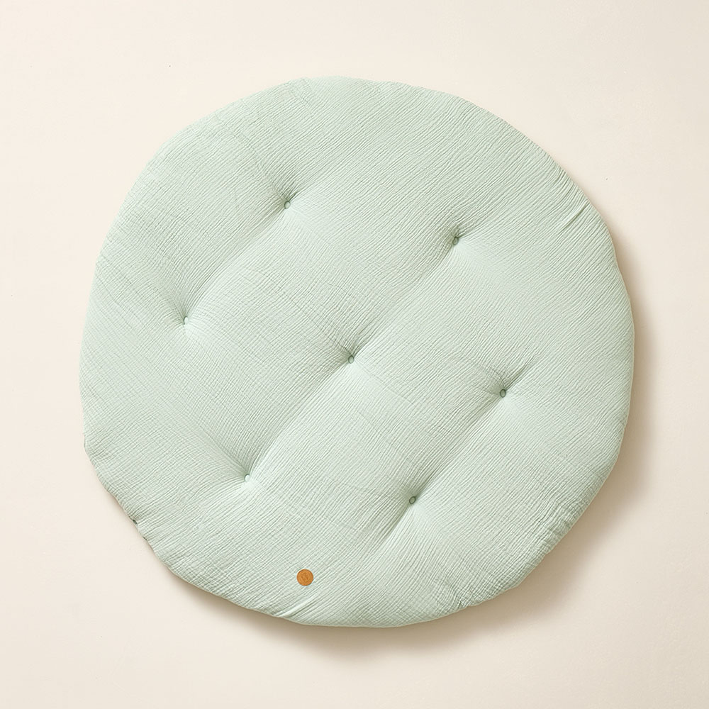 TAPIS DE JEU ROND Ø100 CM| GAZE DE COTON BIOLOGIQUE | VERT