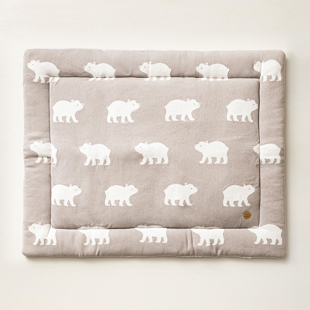 Tapis de parc en coton tricoté gris à motif | Ours