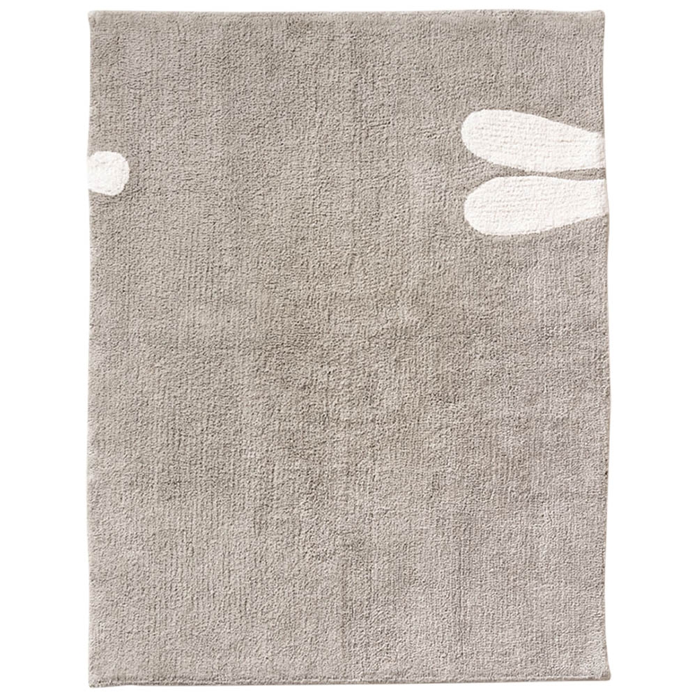 Tapis rectangulaire lavable enfant «Lapin» coton 100X130CM | Gris