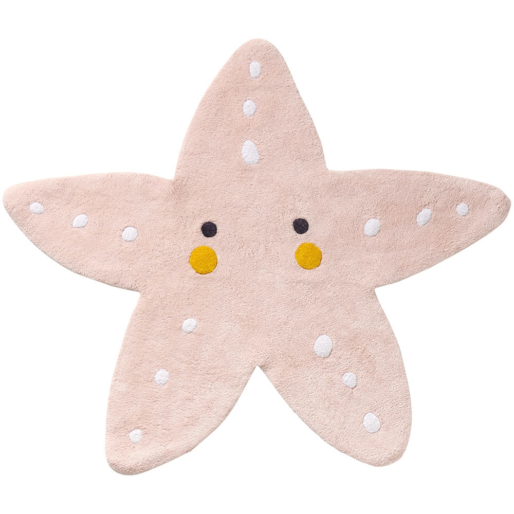 Tapis rond enfant lavable étoile de mer 100x120 | Rose