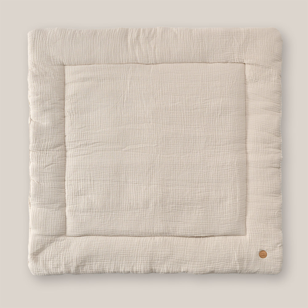 TAPIS DE PARC 95 X 95 CM | GAZE DE COTON BIOLOGIQUE| BEIGE
