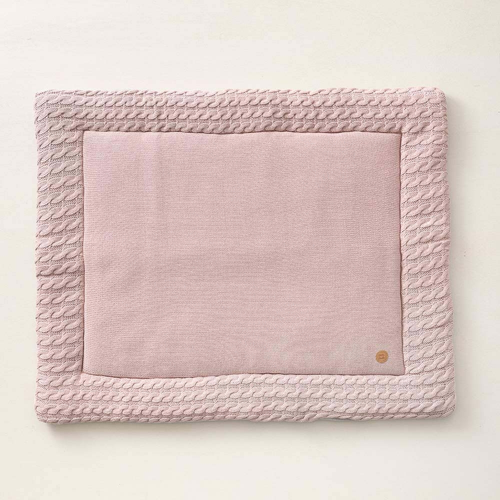 Tapis de parc bébé coton tricoté uni | Rose