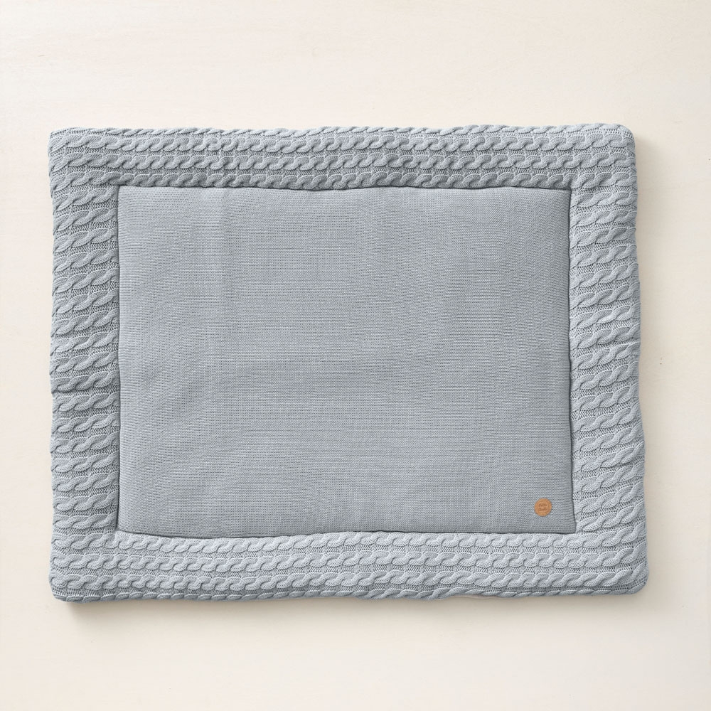 Tapis de parc en coton tricoté uni | Bleu gris