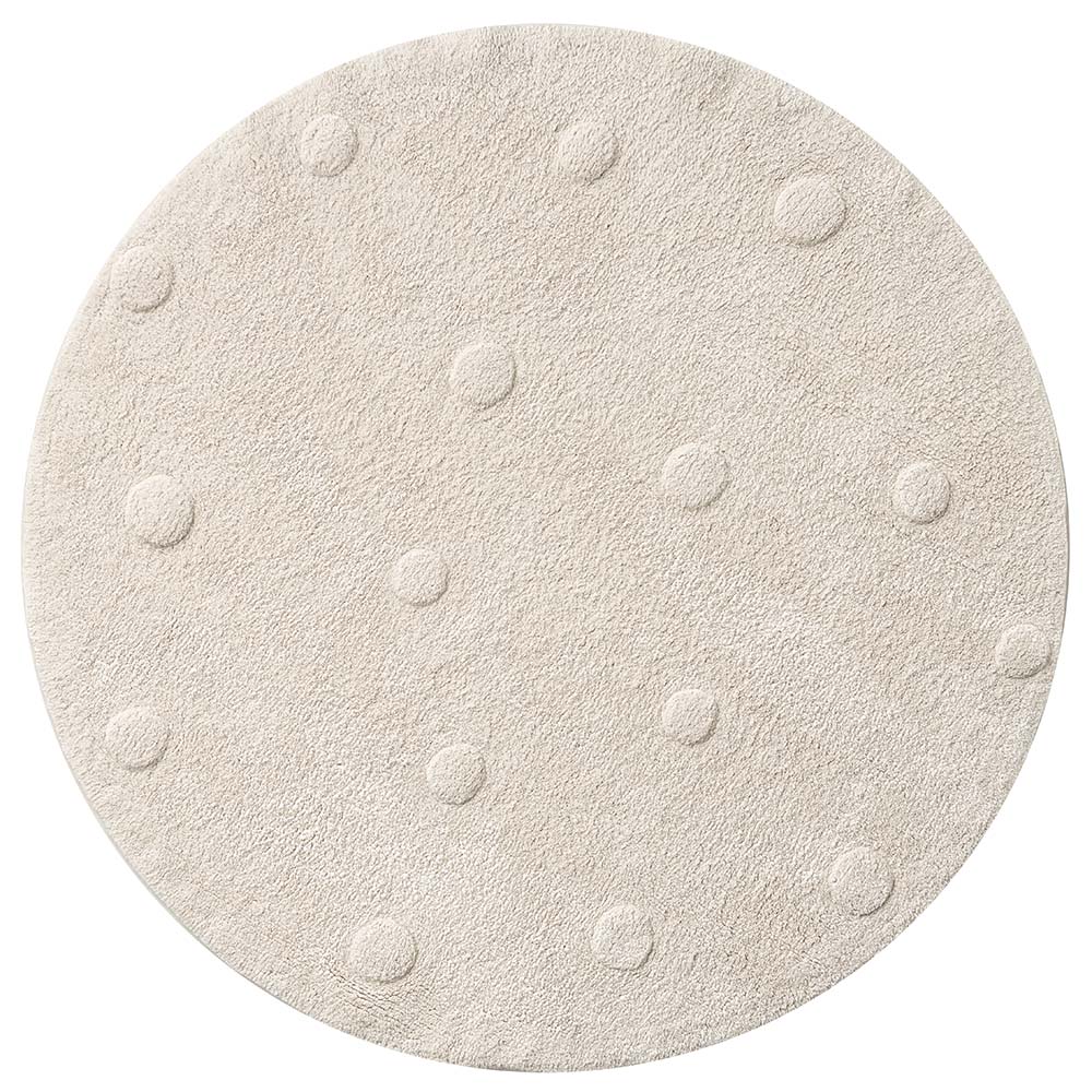 TAPIS CHAMBRE ENFANT LAVABLE ROND| NATUREL À POIS