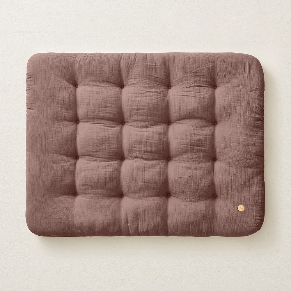 Tapis de jeu en gaze de coton Biscuit 85x110 cm - Prune