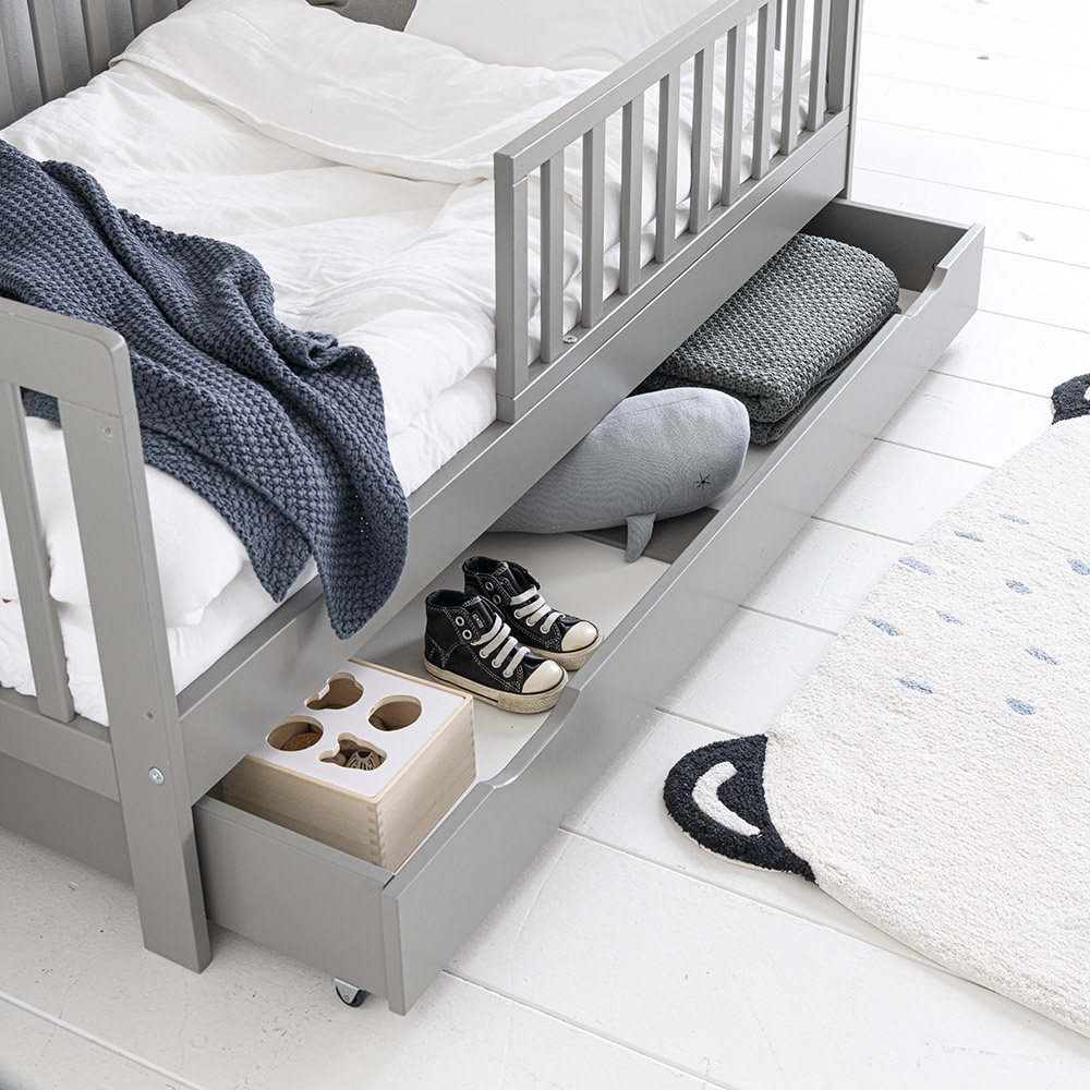 Tiroir de rangement pour lit évolutif et lit enfant 70 x 140 cm - gris