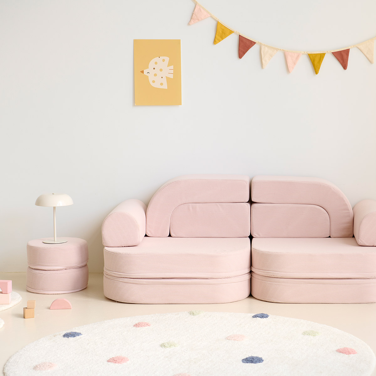 Canapé Modulaire Pour Enfant 9 Pièces Lumineuses - Bloc Mousse Pliable Imaginatif Gris