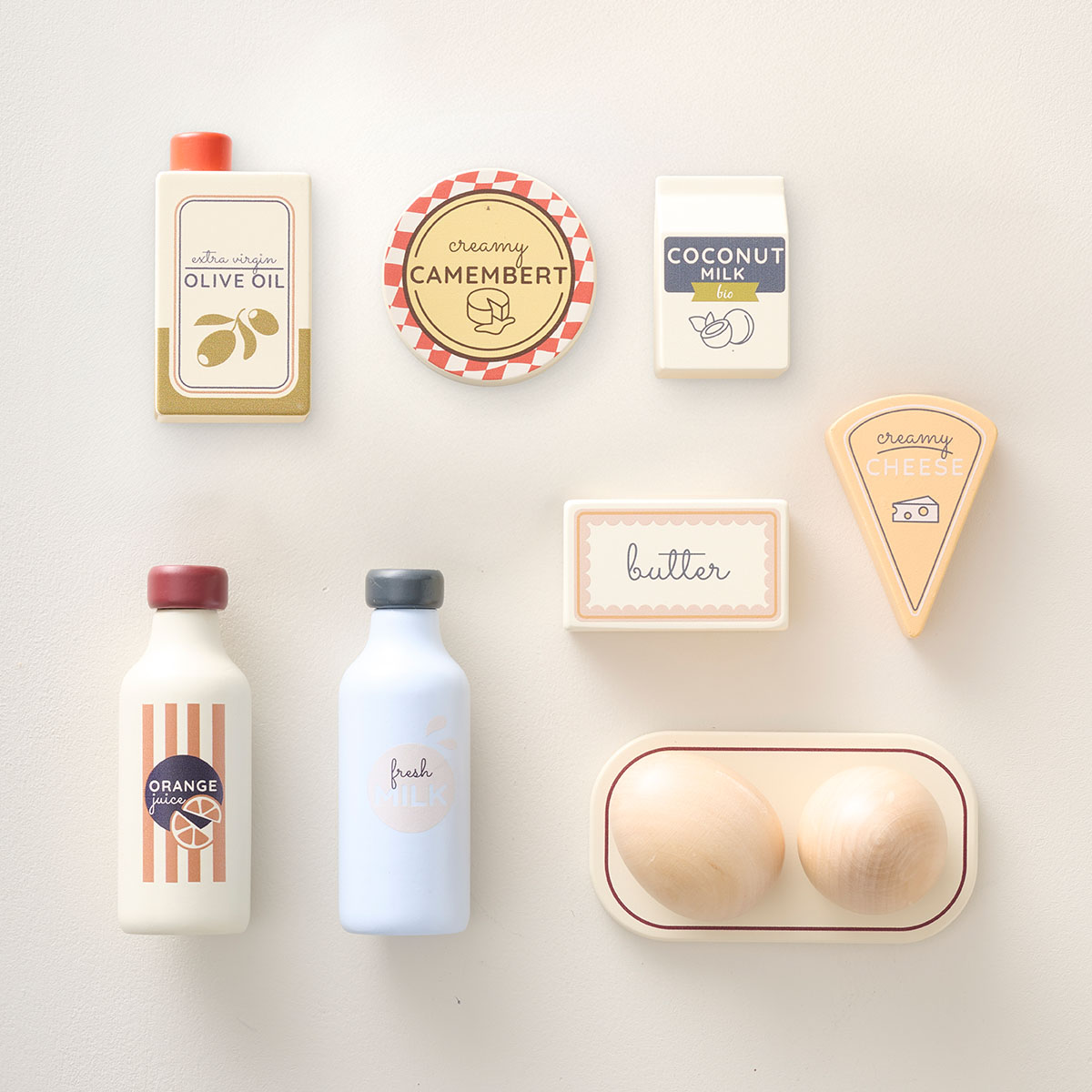 Petite Amélie - Petite Amélie | Set d'aliments en bois pour dinette | 10 pièces | Jeu d'imitation en bois naturel pour enfant | Motricité fine