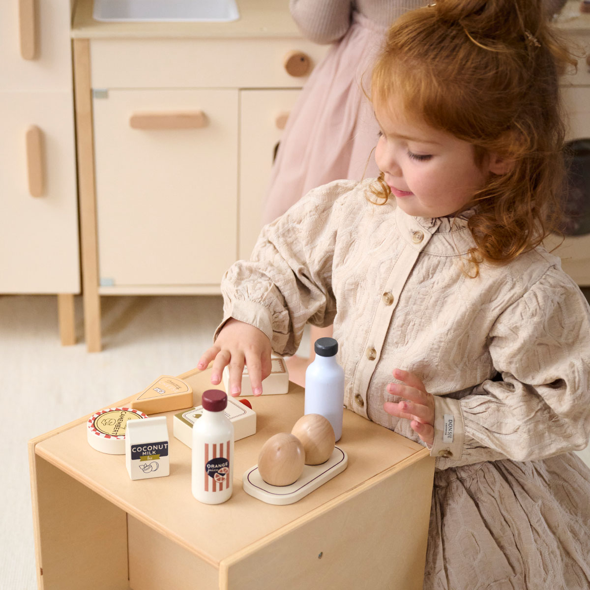Petite Amélie | Set d'aliments en bois pour dinette | 10 pièces | Jeu d'imitation en bois naturel pour enfant | Motricité fine (Petite Amélie) - Image 1