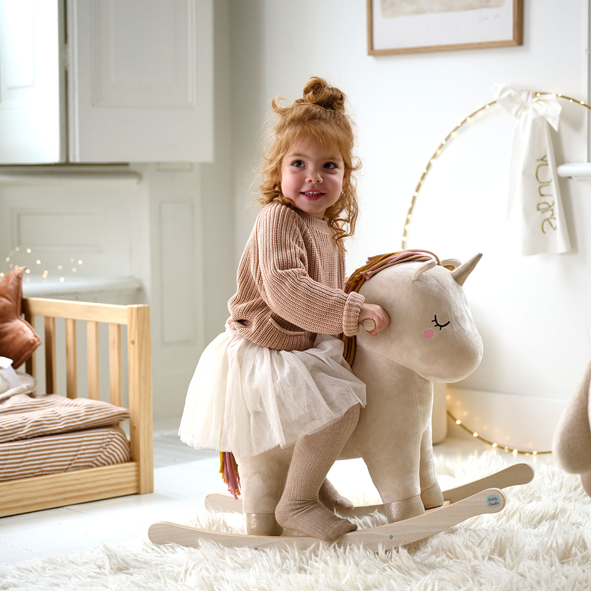 Cheval à Bascule Licorne Gonflable FUNLIO - Arc-en-Ciel Pour Enfants 18 Mois à 5 Ans, Housse Lavable, Cadeau Unique Certifié CE CPC