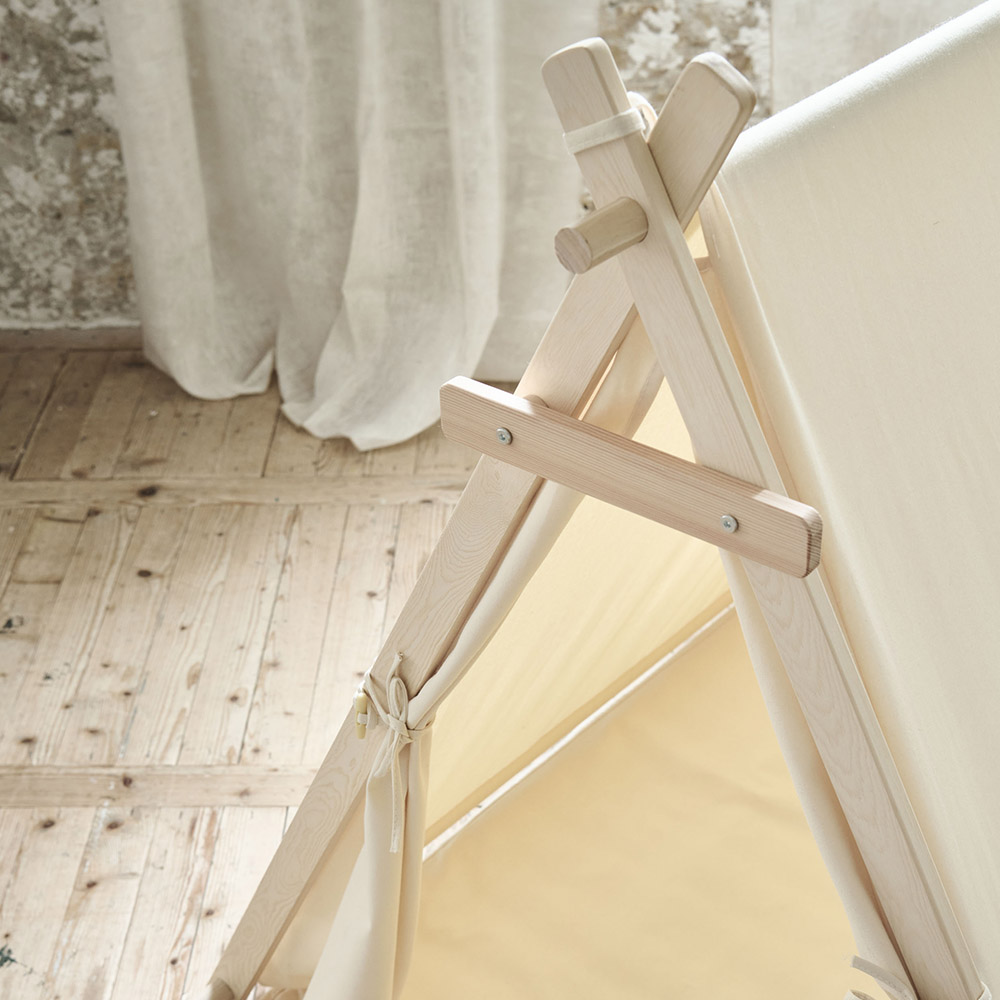 Petite Amélie Tente tipi enfant | Modèle Fête | Toile robuste | Beige clair | Aire de jeu avec tapis de sol et guirlande incluse (Petite Amélie) - Image 3