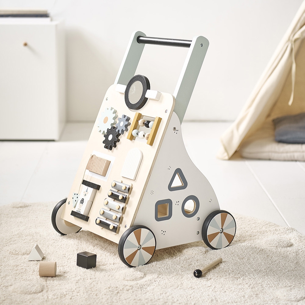 Chariot de marche en bois bébé - trotteur multi-activités | Lara