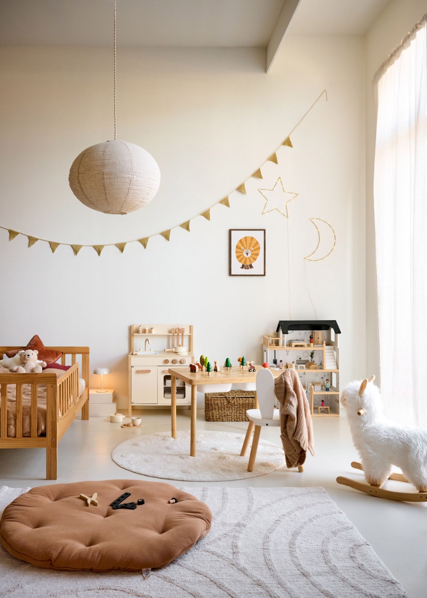 Cosy kids room with toys and bed