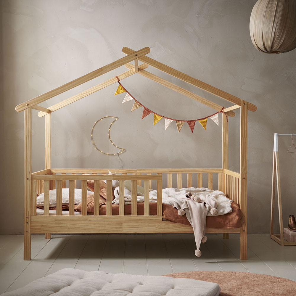 Lit enfant, lit maison 90 x 200 cm, lit en bois pour chambre d