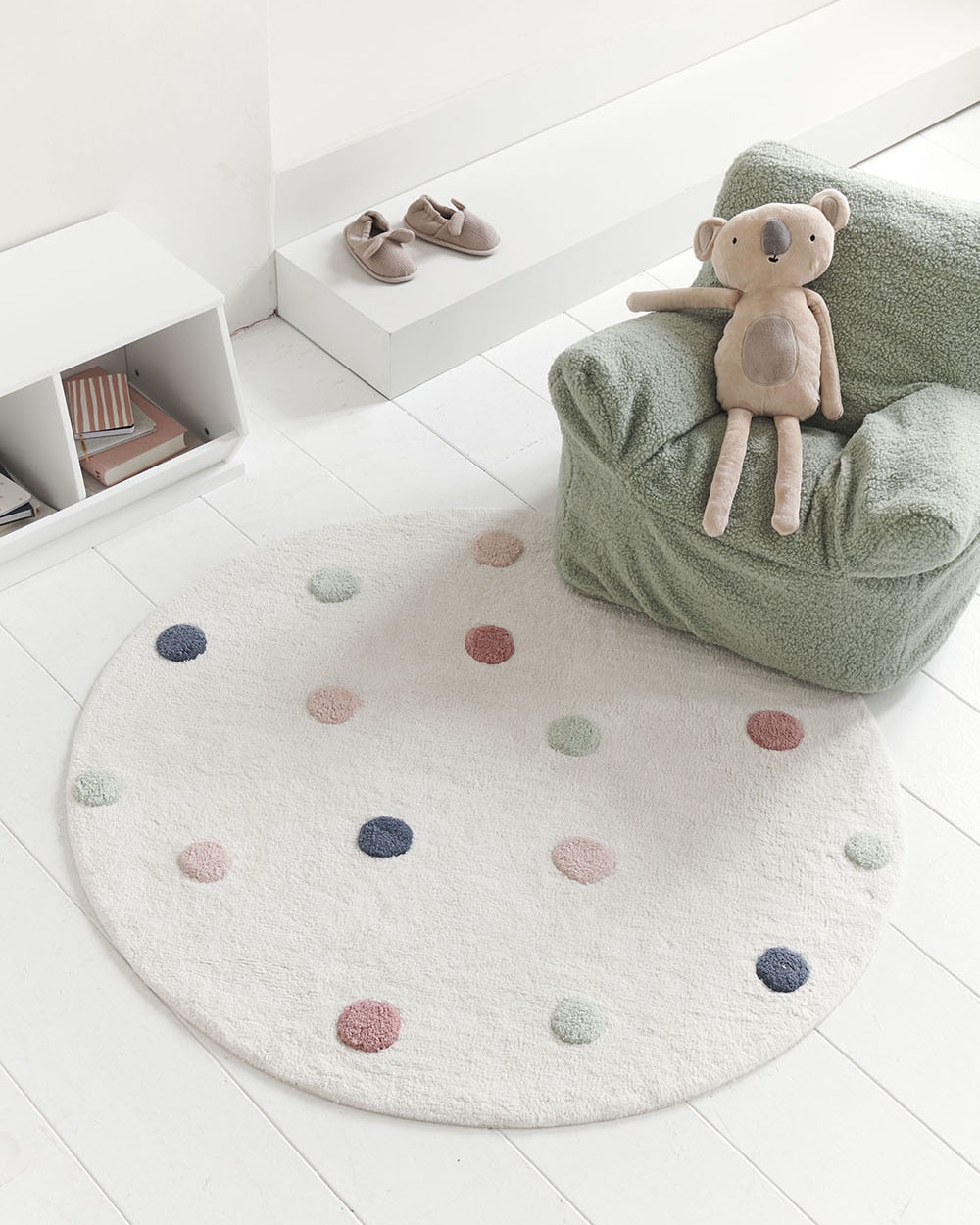 Tapis enfant rond à pois pour chambre bébé Petite Amélie
