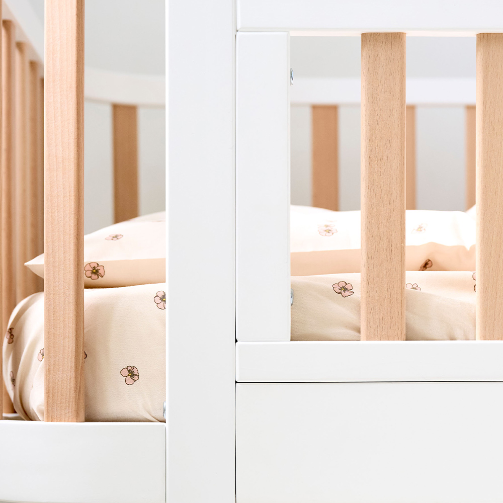 Drap-housse enfant à fleurs en coton 80x160 cm sur lit enfant