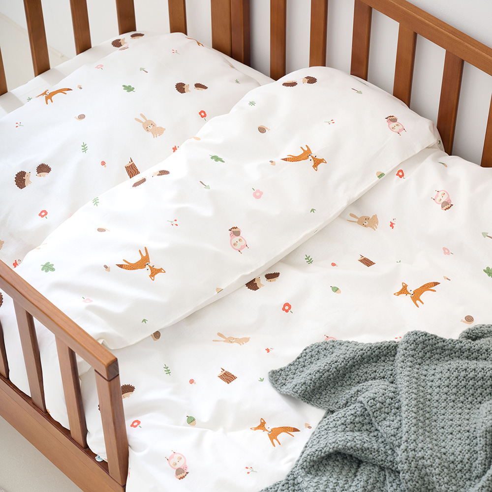 Housse de couette enfant en gaze de coton avec taie d'oreiller - Beige | Petite Amélie