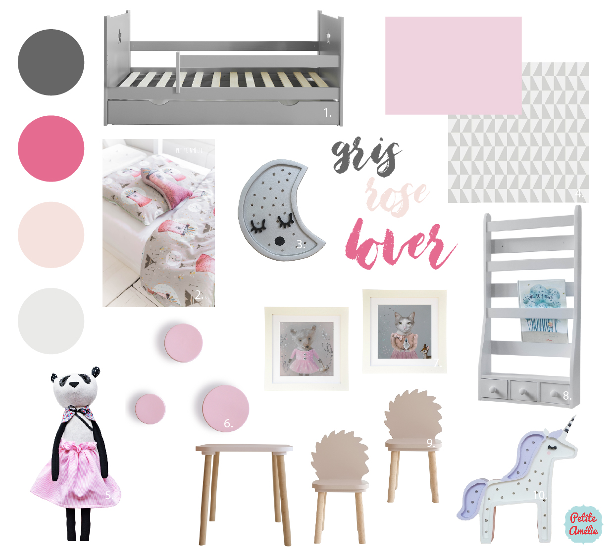 inspiration chambre enfant fille rose gris